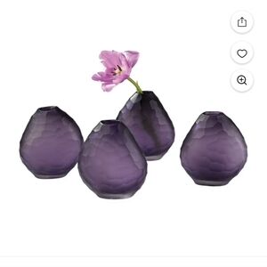 Lazy Susan Classic, Elegant Purple Crystal and Glass Flower Vase, Set Of 4
